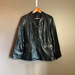 Gap black 100% leather blazer